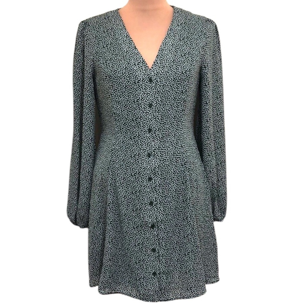 Lulu’s Exceptional Charisma Dress Green Dot Print Long Sleeve Mini